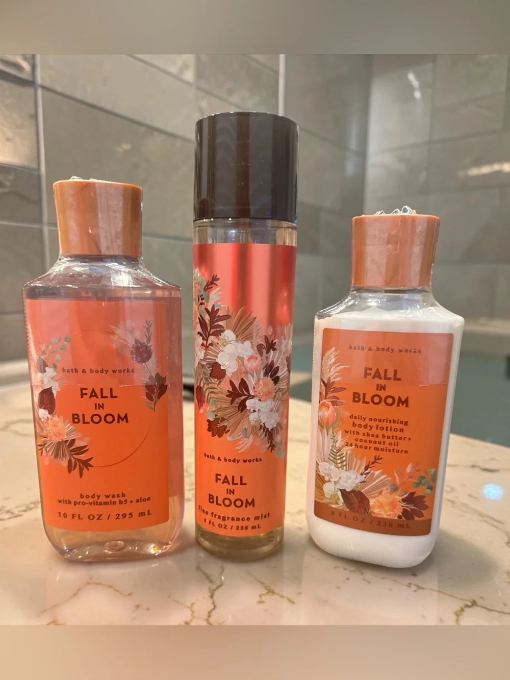 NWT Bath & Body Works Fall in Bloom Body Wash, Mist & Lotion Set